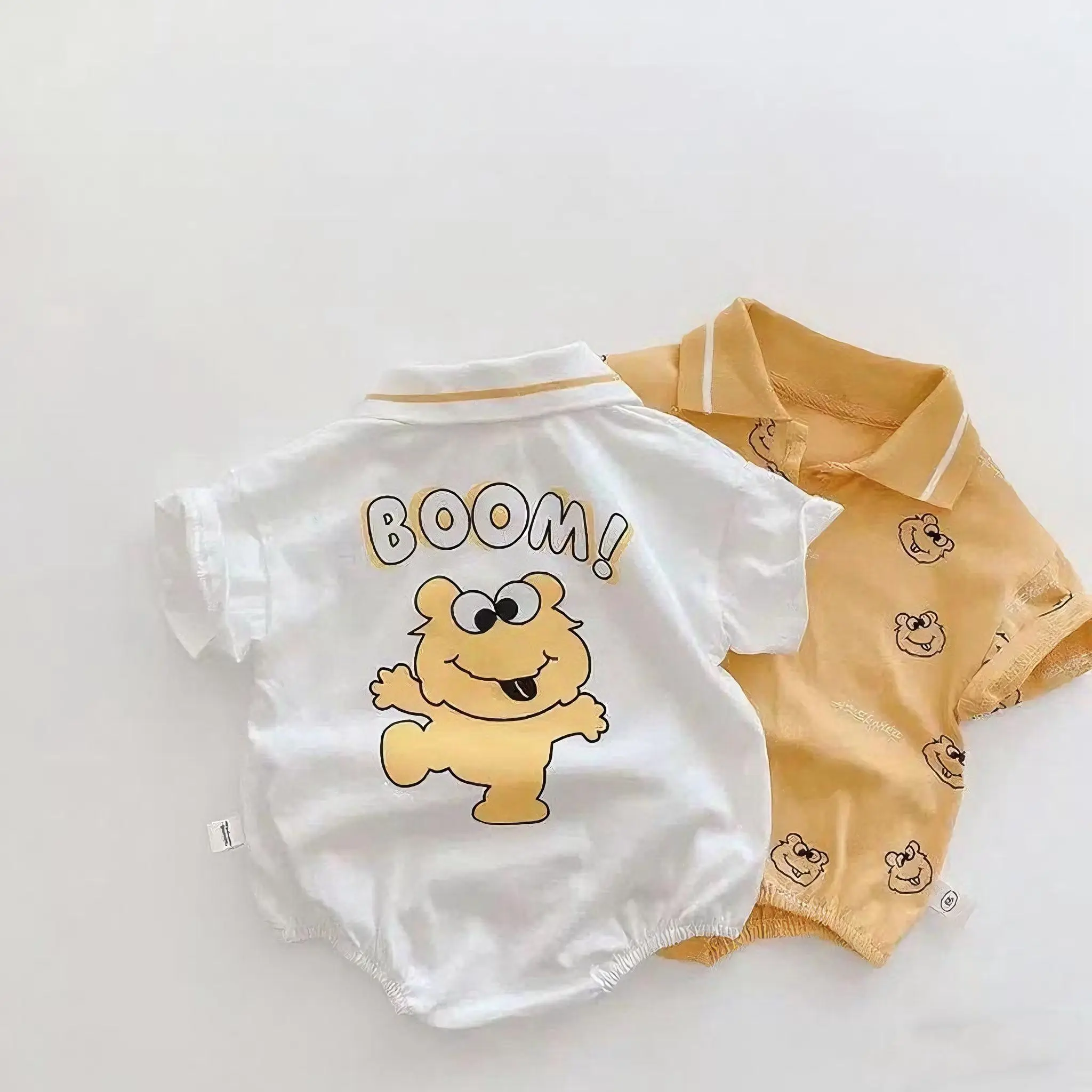 

Infant Baby Boys Polo Anime Romper with Collar Short Sleeve One-Piece Crawling Outfit for Girls Summer Clothes Thin 100% Cotton