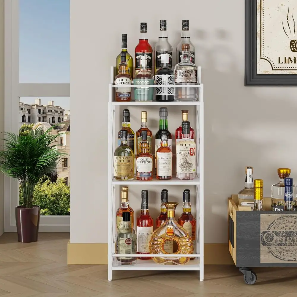 Полка для ликера для домашнего бара, 4-уровневая винтажная подставка для виски и спиртных напитков белого цвета