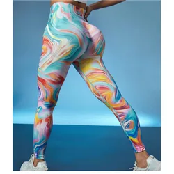 Fitness Butt Lift Leggings Women High Waist Print Leggings High Elastic Seamless Knitting Workout Running Yoga Leggings