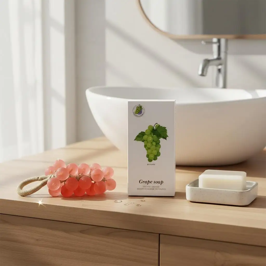 

200g Handmade Artificial Fruit Grapes Soap Decorative Lifelike Simulation Fruit Grape Aroma Oil Soap Crystal Grape Soap On Rope