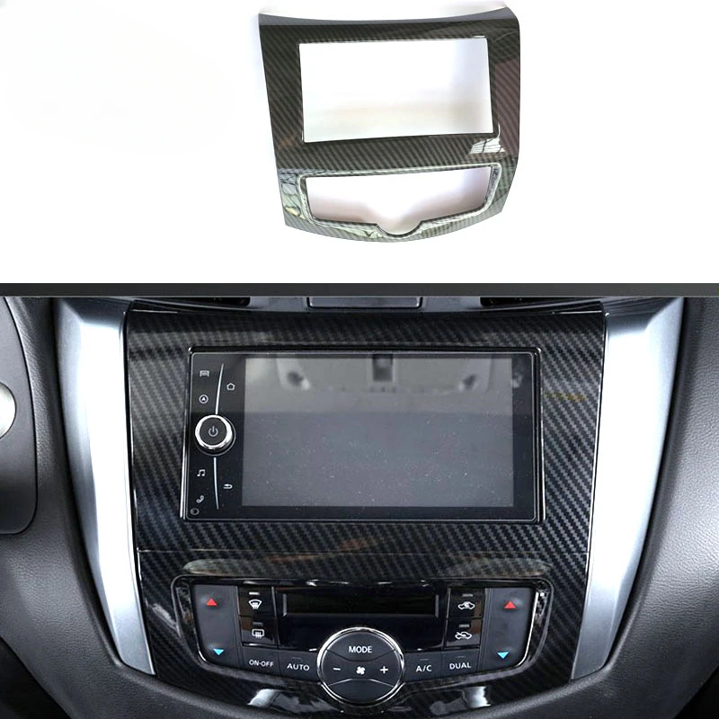 

Carbon Fiber Color Center Frame Indoor Navigation Cover Decorator For Nissan Navara NP300 Car Accessories 2017 2018 2019 2020