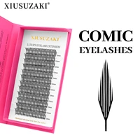 XIUSUZAKI-pestañas tipo aguja cómica, flores automáticas, ventiladores prefabricados, extensiones de pestañas, volumen Individual, pestañas postizas, Cosplay