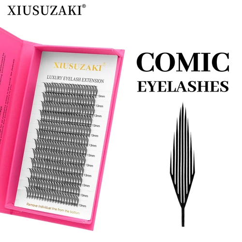 Imagen 1 del producto XIUSUZAKI-pestañas tipo aguja cómica, flores automáticas, ventiladores prefabricados, extensiones de pestañas, volumen Individual, pestañas postizas, Cosplay