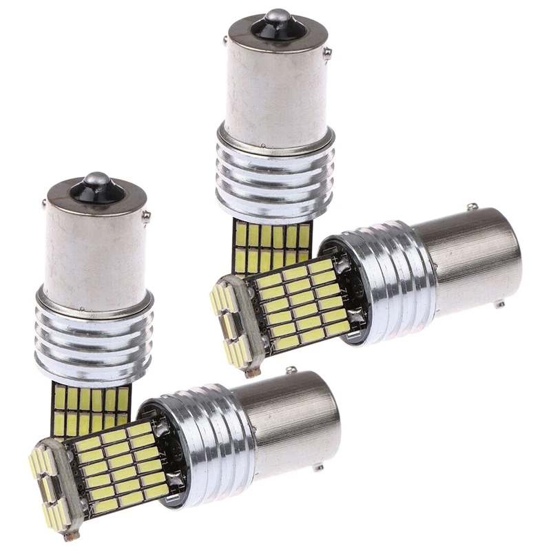 ไฟท้ายเบรครถ6000K ไฟท้ายรถแคนบัส15 SMD BA15S สีขาวพลังงานสูง P21W 1156LED 4X