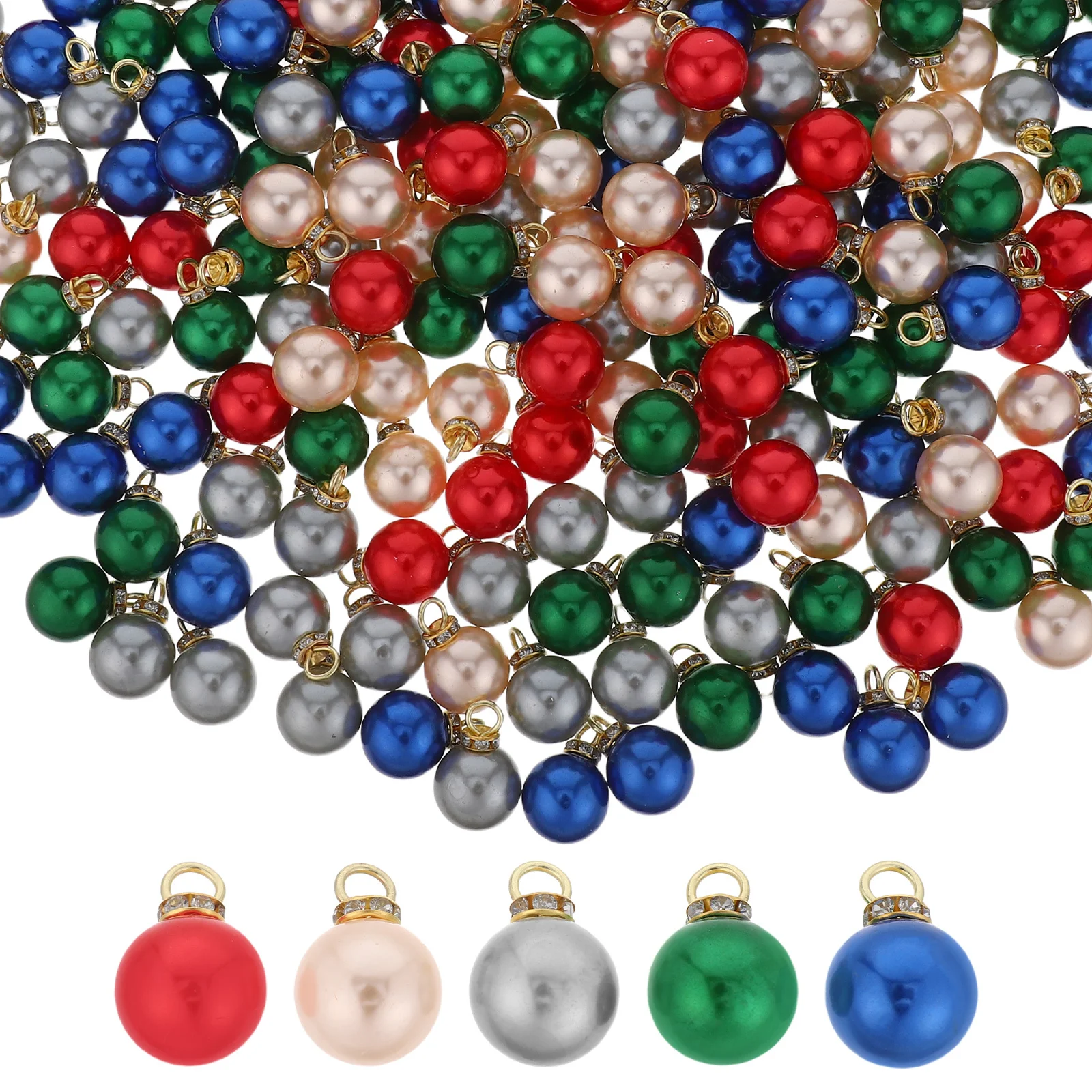 

250pcs Miniature Balls 16Mm Multicolour Imitation Pearl Pendants Shatterproof Christmas Hanging Balls Holiday Party Diy Craft