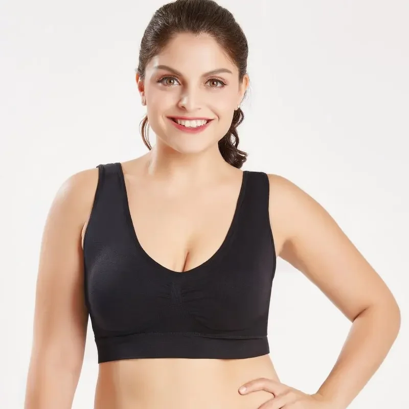 Sujetador deportivo sin costuras con almohadillas para mujer, Bralette de Yoga, Sujetador Push Up, chaleco sin aros