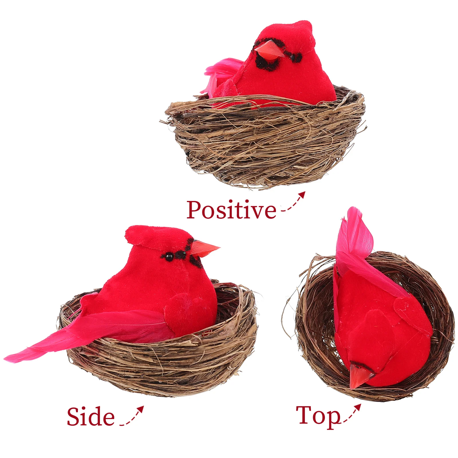 

1Set Red Cardinal Bird Ornament Xmas Decor Lifelike Fake Birds for Garden Tree Home Office Desktop Scene Layout Simulation Bird