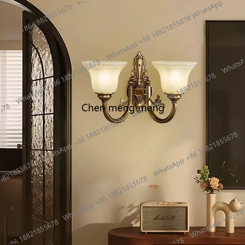 

All-copper American retro living room wall lamp European medieval dining room high-end new bedroom modern and simple