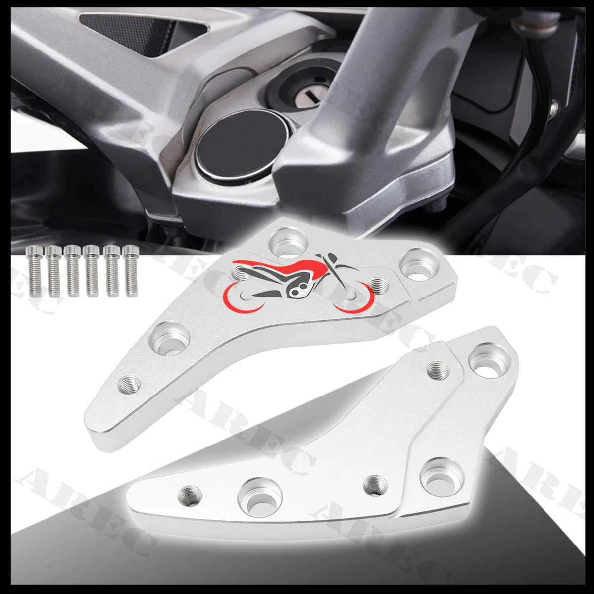 

Для BMW K1600GT K1600GTL 2012-2019 K 1600 GT L 1600GT GTL мотоциклетные серебряные стойки руля из сплава с ЧПУ, адаптеры для высоты 18 мм