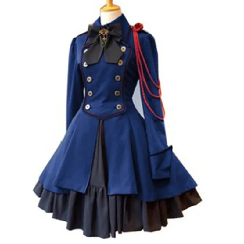 2025 ♥   Robe Lolita Vintage à manches longues, grande taille, à volants, Cosplay, gothique, bouton de cravate, à lacets, longueur aux genoux, pour Halloween, nouvelle collection ☆ ★