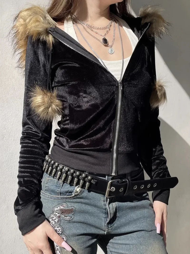 

Slim Fit Hooded Pure Color Sweatirt Casual Versatile Hoodie Women's Thiened Long Sve ort Length Color Sweatirt