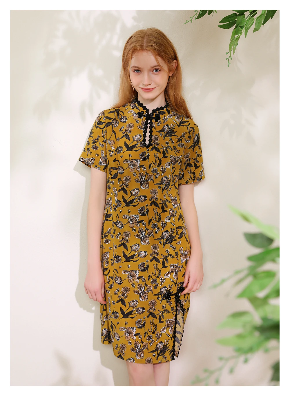 Vogelboom, 100% Echte Zijden Jurken, Vrouwen Korte Mouw Schuine Cutting, Chinese Vintage Cheongsam, 2024 Zomer Herfst Nieuwe D47143qm