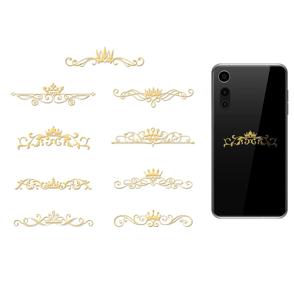 9Pcs 1.6x1.6 Inch Golden Metal Stickers Self-Adhesive Picture Sticker Border Scrapbook Edge Metal Stickers Gold Patterned