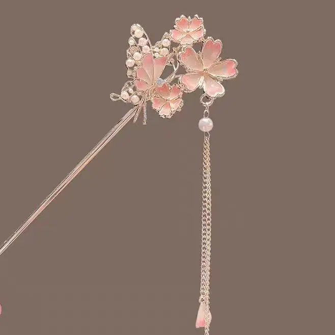 Sakura Hairpin with a High-End Feel, Hanfu Hairpin, Tassel Hairpin, Qipao Hairpin, Cute and Versatile view 6
