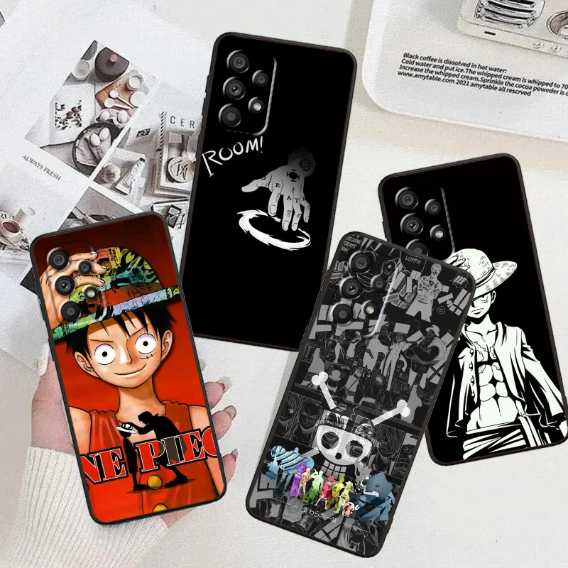 Anime Cartoon One P-Piece Cute For Samsung A53 A52 A33 A32 A51 A71 A21S A13 A73 A55 A22 A23 A35 A72 A54 A12 5G Black Funda