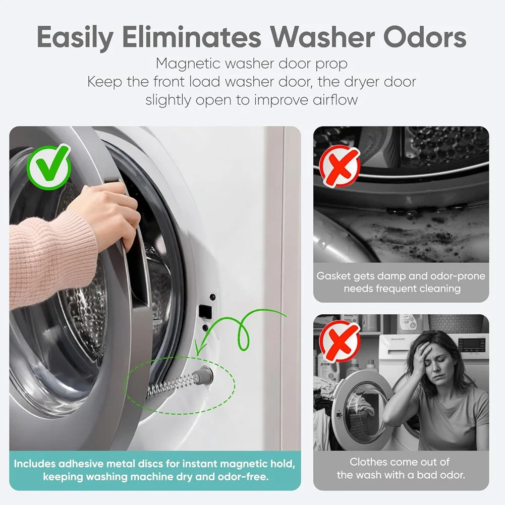 ABKW-2 Pack Front Load Washer Door Prop - Magnetic Door Holder , Keeps Washing Machine Door Open, Ideal For Laundry Room