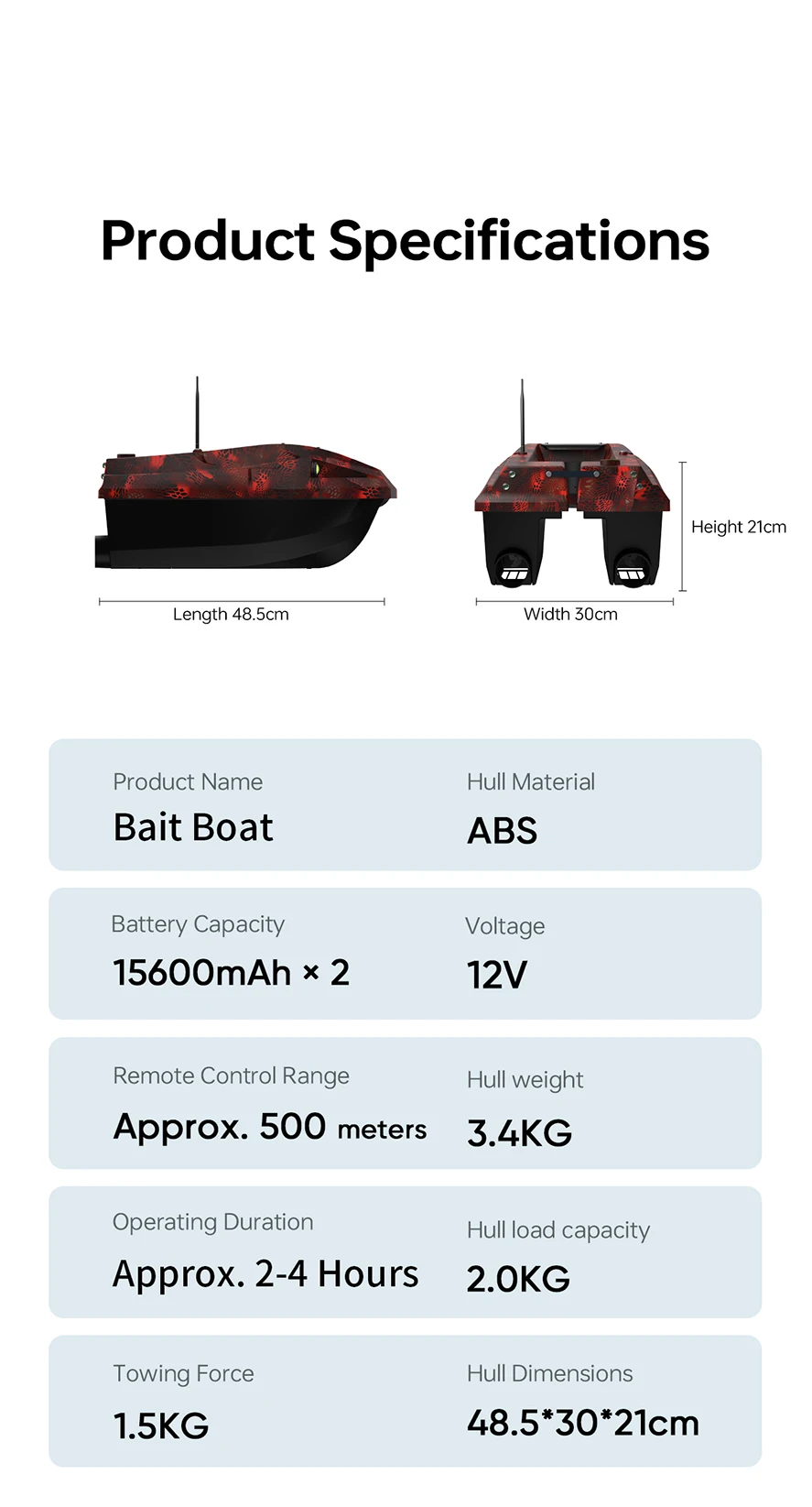 D50E GPS-Köderboot 15600 MAH*2, mit Sonarsonde – Wassertiefe und Temperatur, GPS + Beidou Dual-Positionierungssystem Angelboot – Detail 18