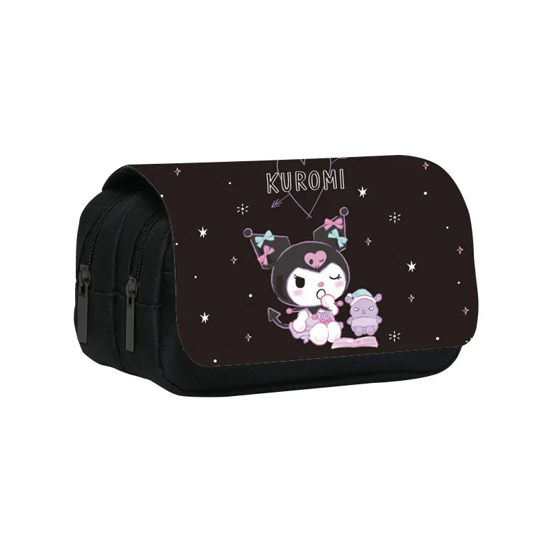 Melody School Pencil Cases Child Anime Student School Bag Cartoon Large Capacity Cute Stationery Box Kuromi Fully Printed Flap