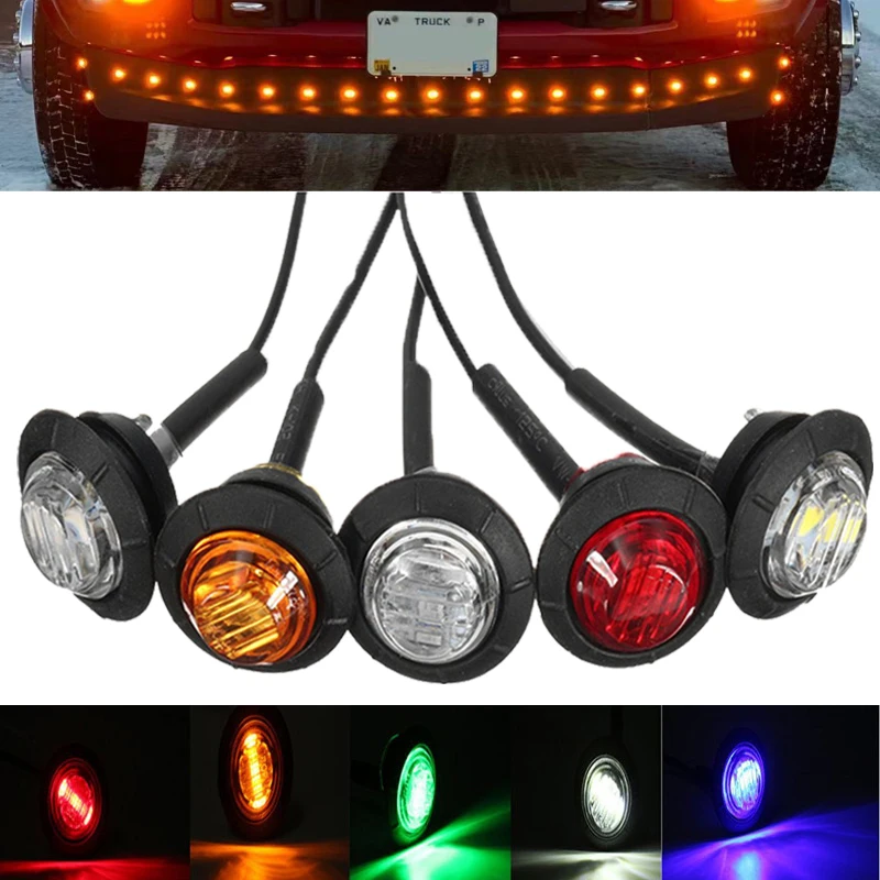 

3/4 Inch Round LED Side Marker Lights Clearance Front Rear Signal Indicators Light For Truck Trailer Boat Turn Signal Lamp