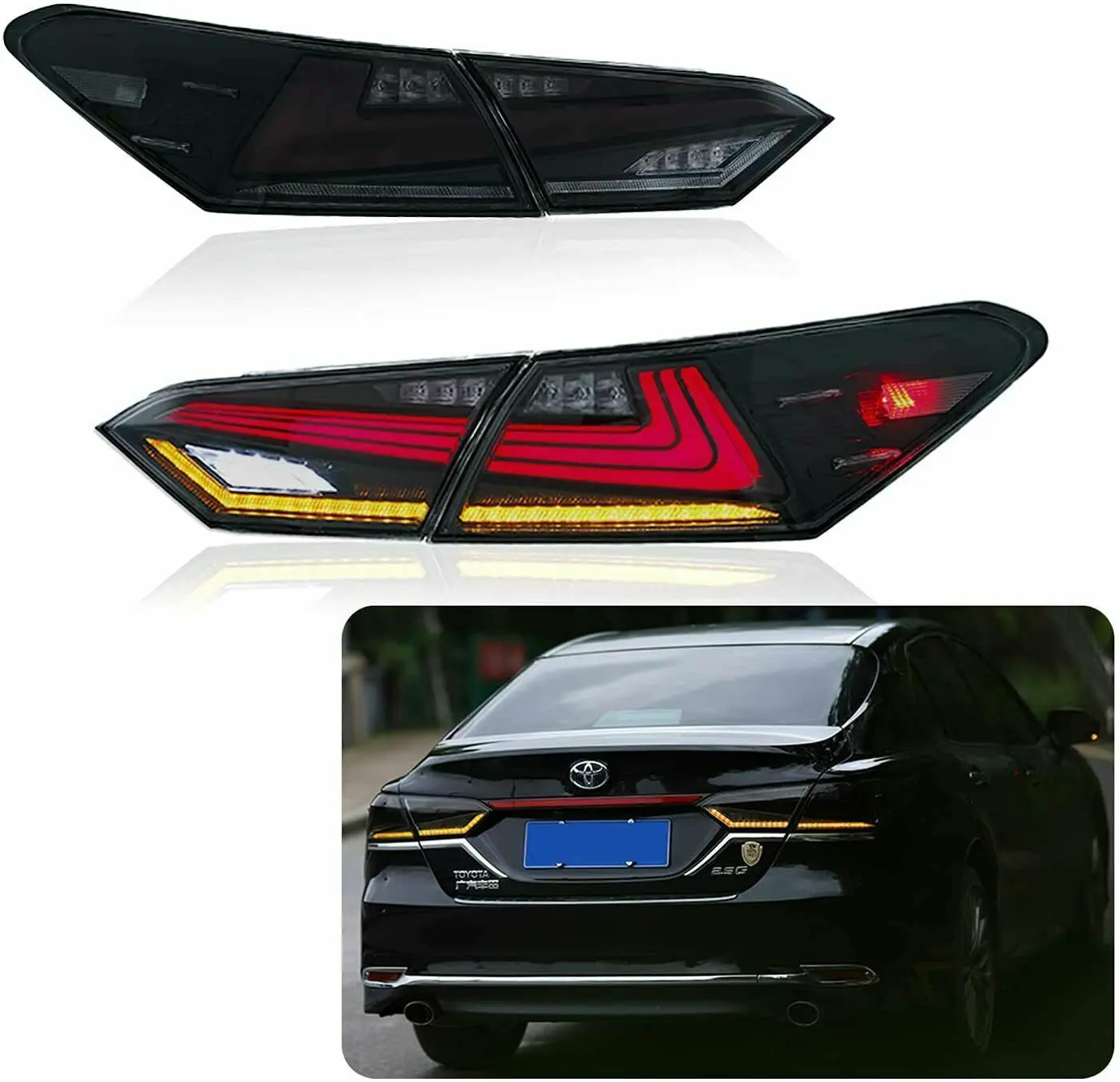 LED Taillights For Toyota Camry 2018 2019 2020 2021 2022 Rear Lamp Dynamic Indicator Car Accessories