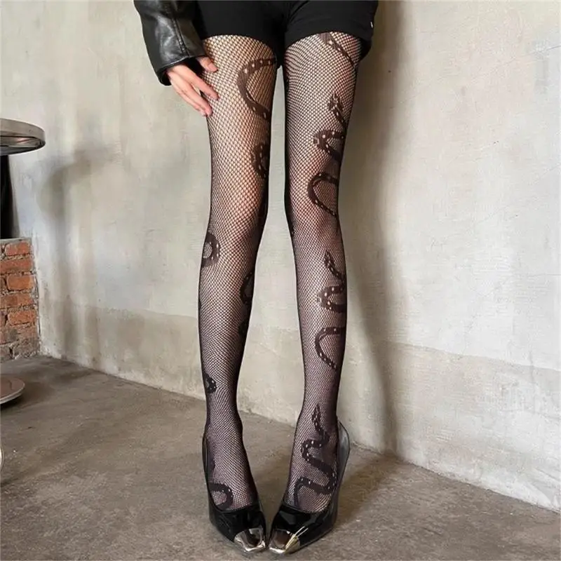 

Y3NE Womens Stretchable Tights Hollowout Snake Pattern Legwear Pantyhose For Office Commute And Casual Outfit Pairing