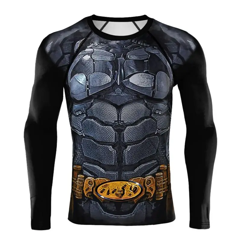 Halloween Superhero Cosplay Men T-Shirt 3D Print Disguise Costumes Quick Dry Long Sleeve Compression Shirt Male Novelty Clothing