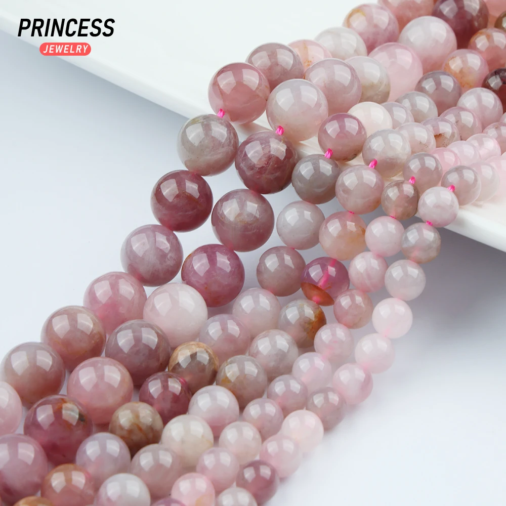 

Natural Madagascar Pink Rose Quartz Crystal Loose Beads for Jewelry Making Bracelet Wholesale Stone Beads DIY Accessories