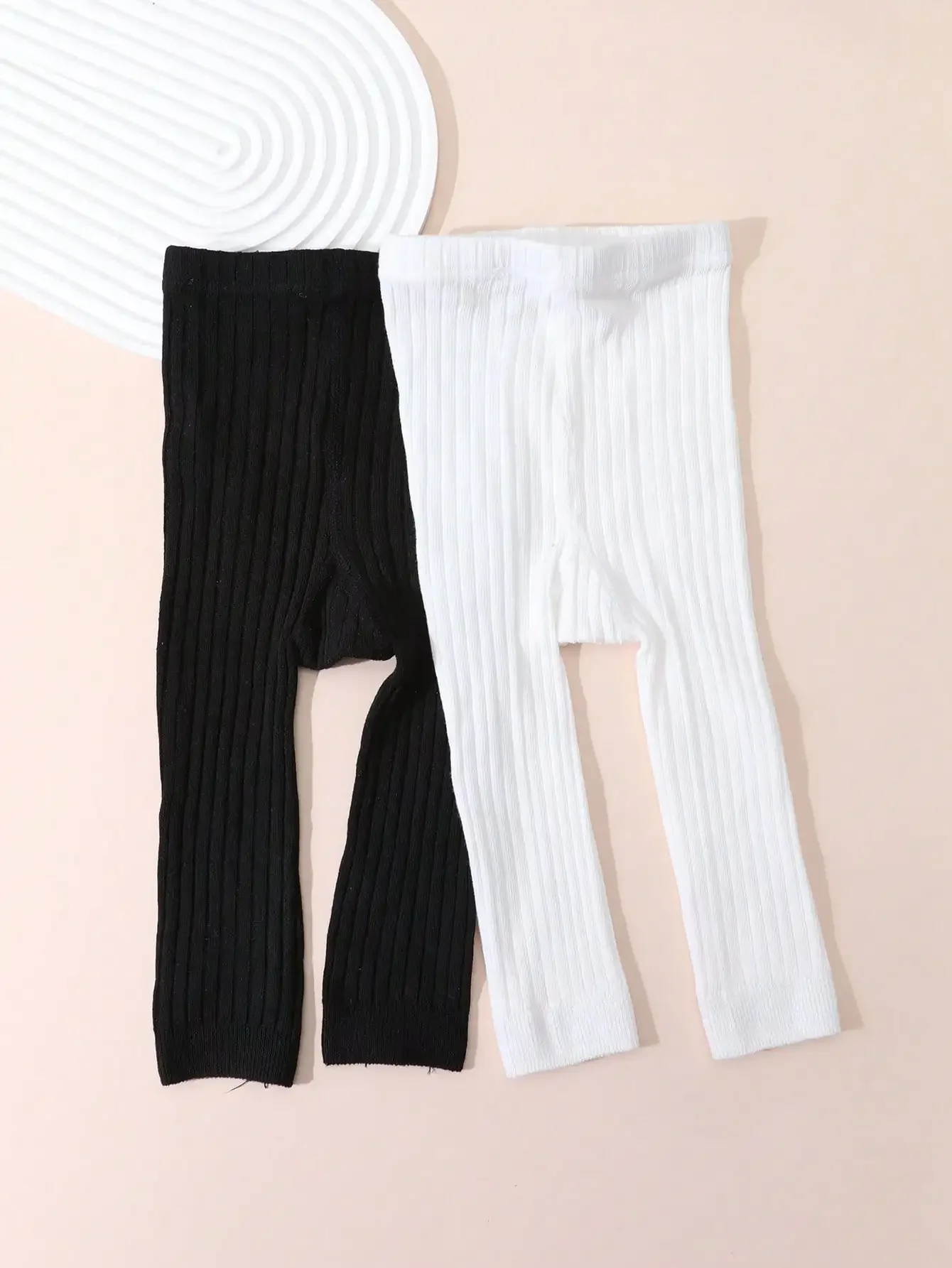 2er-Pack gerippte Mädchen-Leggings, knöchellange Strickstrumpfhosen für Kleinkinder, weiche, dehnbare Kinder-Basishosen, lässige Unterhosen für 0-6-jährige Babys, ideal für den täglichen Gebrauch – Detail 4