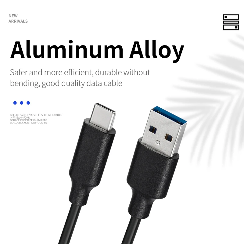 3A Type C Data Cable USB 3.1 Fast Charging USB-C  USB A To C Charger Wire Mobile Phone Black Cord 0.15m 0.2m 0.5m 1m 1.5m 2m 3m