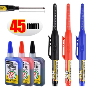 Impermeable deep hole marker pens, long head, carpenter's pen, multi -artery hand tools, blue and red black paint, 45mm, wood 6 Main Sales Nanjing Pen - №5