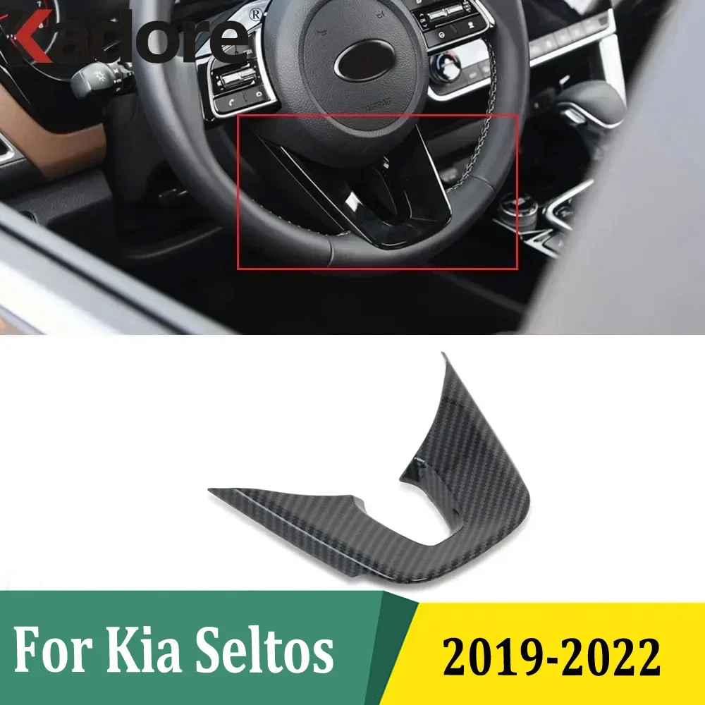

For KIA SELTOS 2019 2020 2021 2022 Steering Wheel Protective Cover Trim Sticker Car-styling Carbon Fiber Interior Accessories