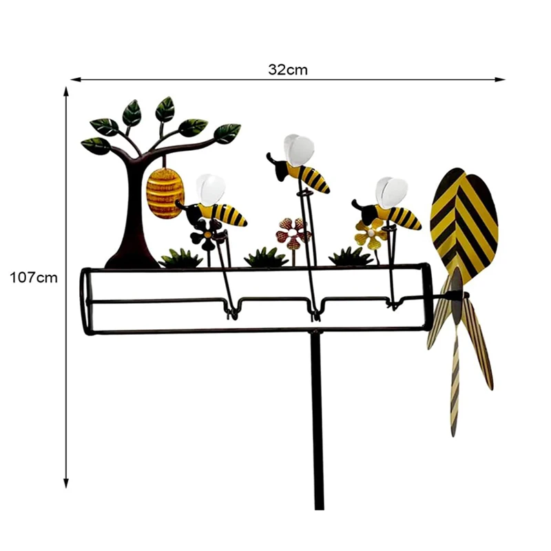 Piękna pszczoła wirligig wiatraczek 3D napędzana wiatrem kinetyczna rzeźba trawnik metalowy wiatr słoneczna przędzarki podwórko i wystrój ogrodu