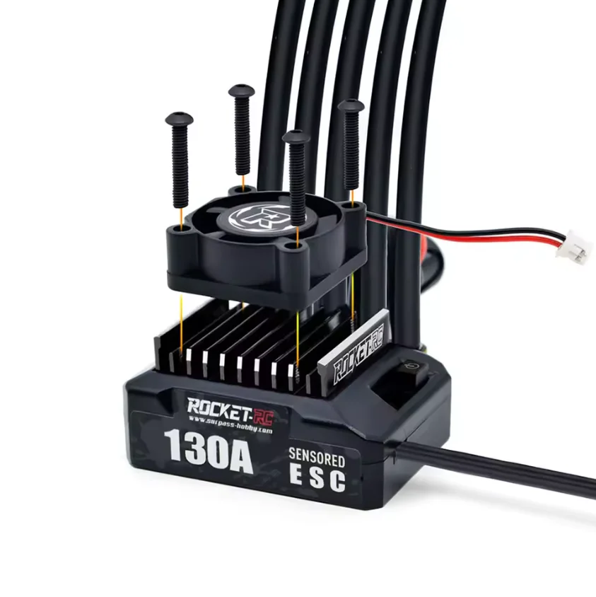 

ROCKET-RC Бесщеточный ESC 130A Сенсорный электронный регулятор скорости 6 В/5 А BEC с охлаждающим вентилятором для двигателя 1/10 RV 380/390/540