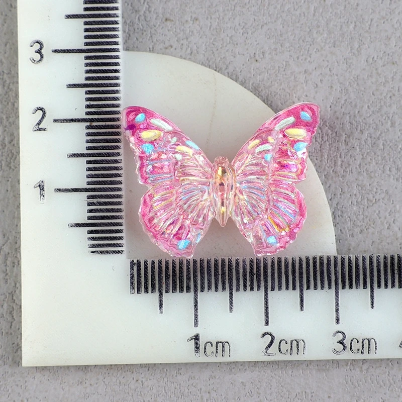 10pcs AB Resin Bling Colorful Butterfly Flatback Cabochons Beautiful Shiny Figurine Pendant Home Scrapbook DIY Applique Craft