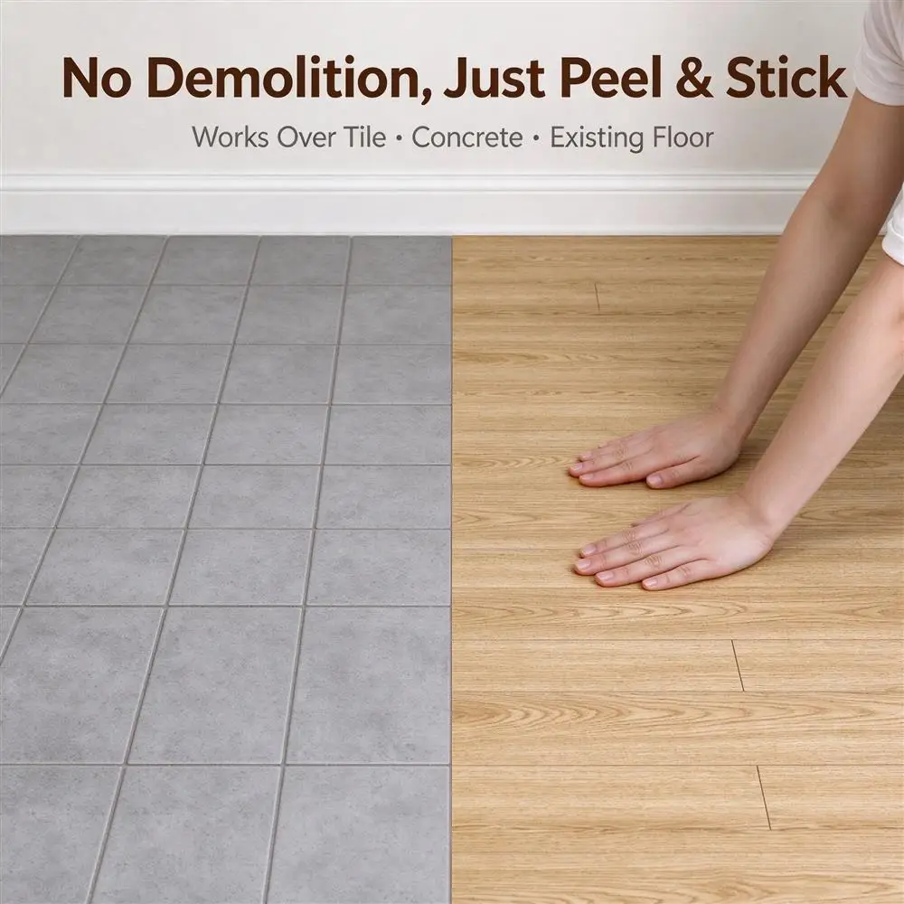 Thickened Wood Grain Floor Stickers And Wallpaper 40/60cm Self-Adhesive PVC Waterproof Wear-Resistant for Office Home Decoration