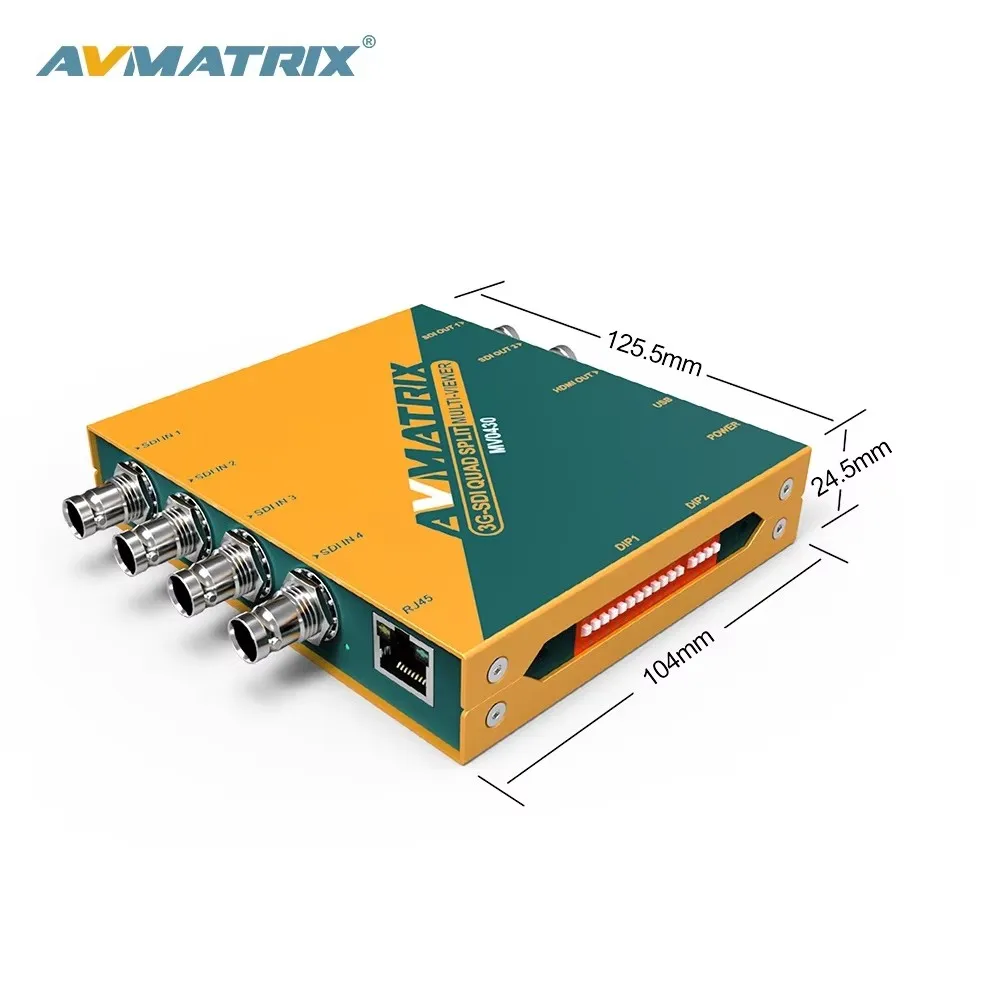 AVMATRIX MV0430 3G-SDI محول التحجيم متعدد المشاهد لشاشة SDI 4 قناة SDI متعدد المشاهد قشارة محول إشارات
