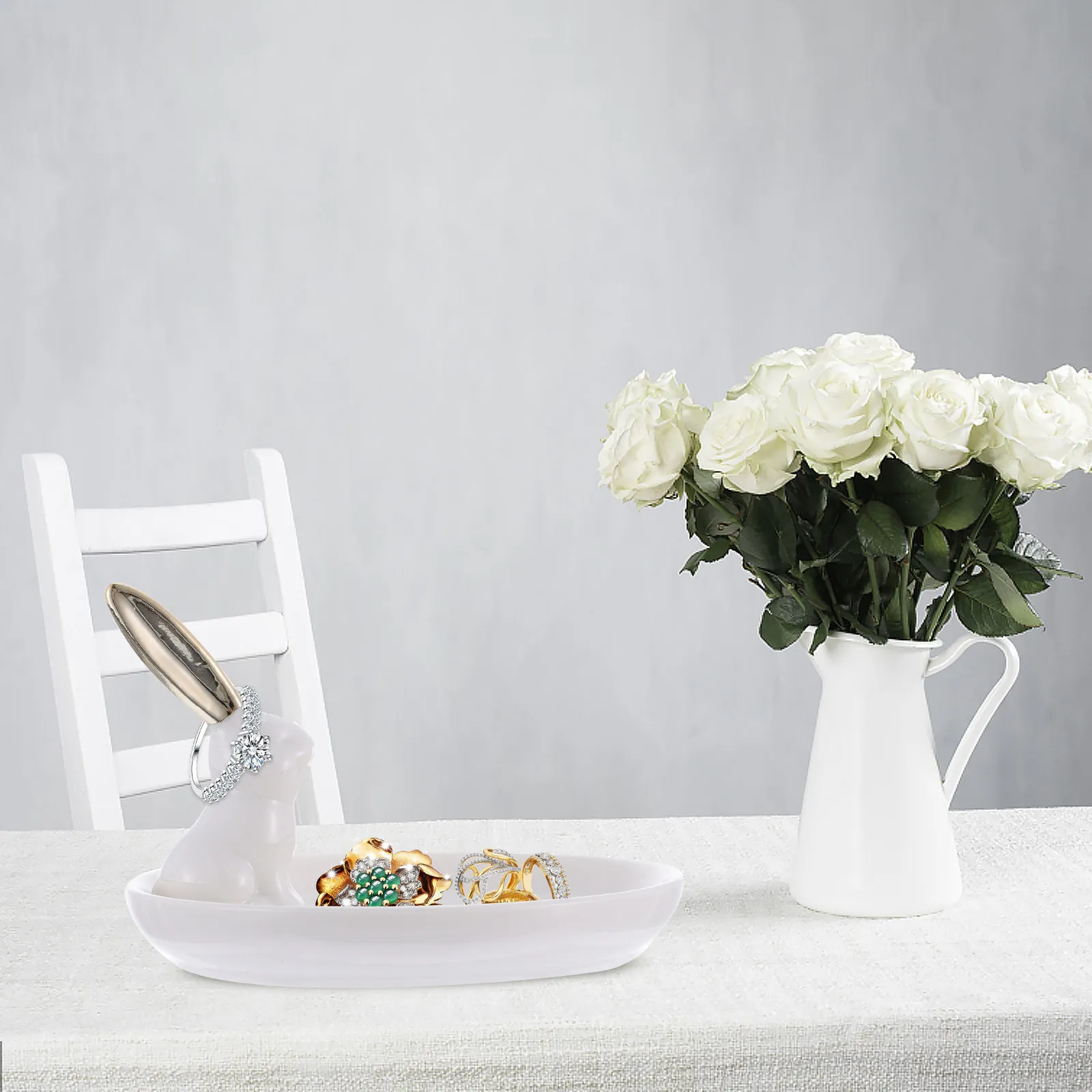 Creative Ceramic Jewelry Storage Plate Unique Jewelry Organizer Tray Decorative Ring Dish for Home Shop Display