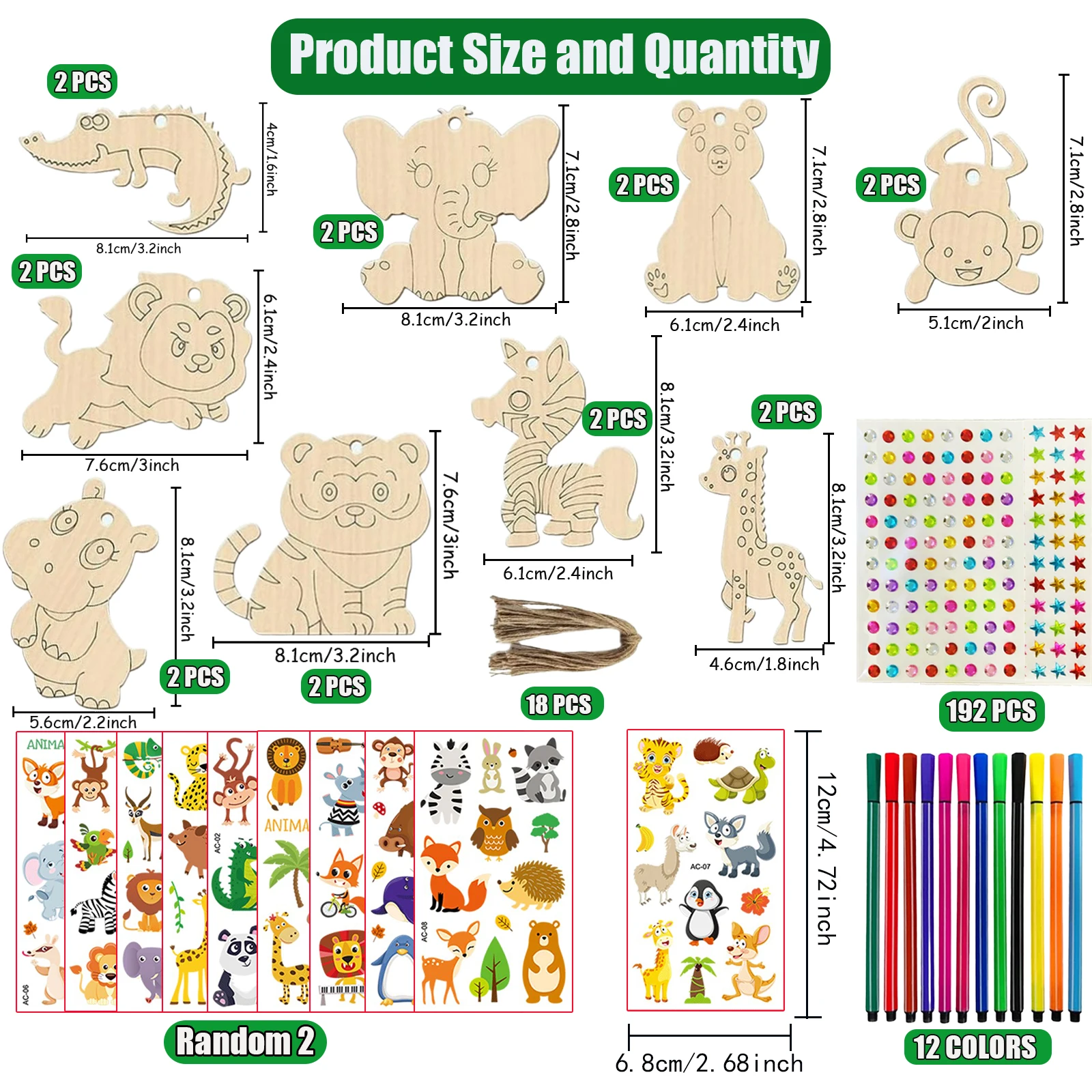 242 stuks dier houten ambachtset, 18 onvoltooide dieren houten hangers, verjaardagsambachten, schilderij houten hangers, houten ambachten