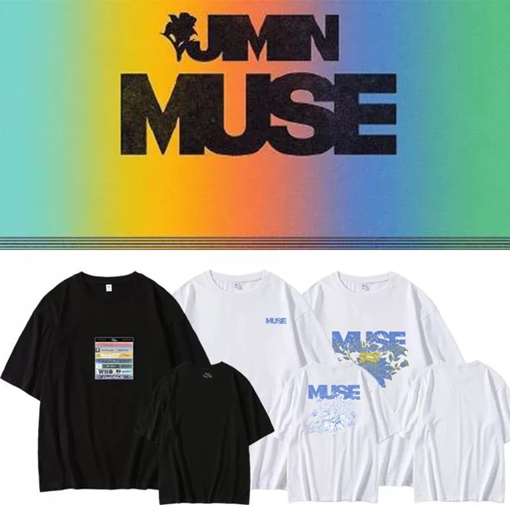 

Casual women's tops MUSE letter pattern T-shirt for men and women short-sleeved unisex oversize cotton shirt