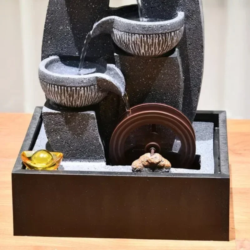 Small water wheel rotary fountain humidifier Living room home tabletop set circulating water decoration