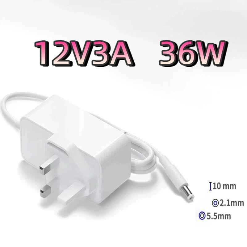 UK Standard 12V3A 36W Power Adapter DC 5.5mm*2.1mm Wall Mounted Suitable for Monitor Set Wall Mounted Power Supply for Electro