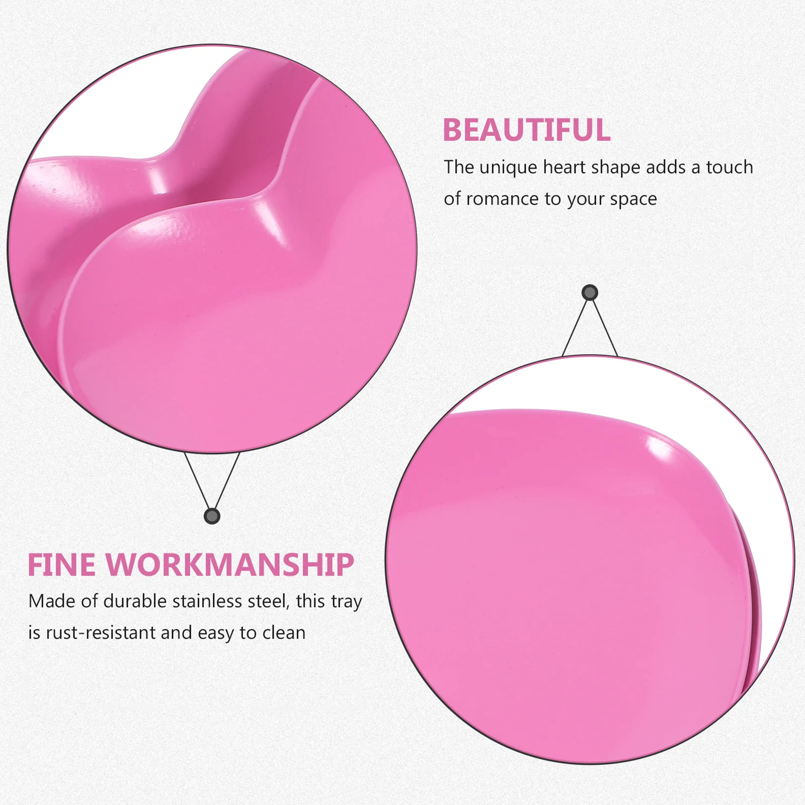 2 قطعة صواني المجوهرات على شكل قلب الفولاذ المقاوم للصدأ طبق صغير لخاتم القرط تخزين صينية العرض منظم سطح المكتب ديكور المنزل