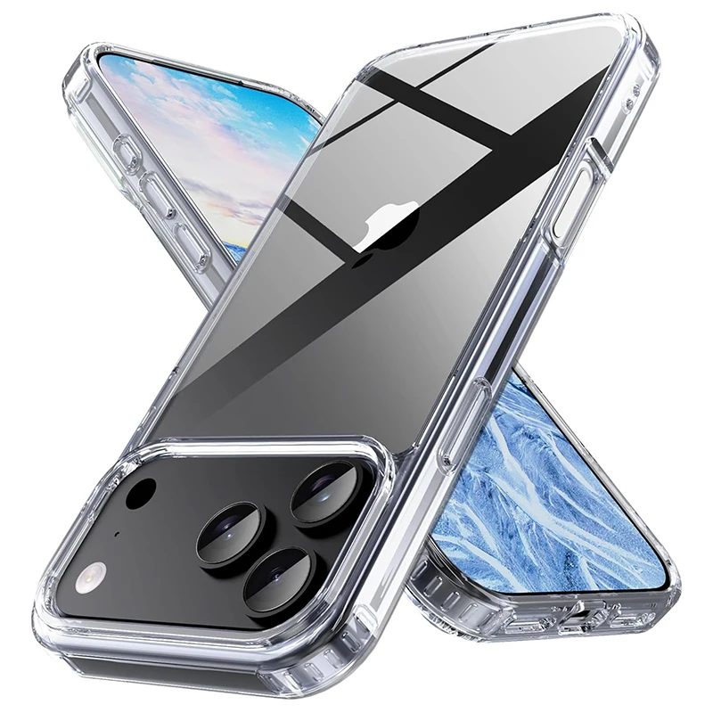 Funda de cristal acrílico duro a prueba de golpes para iPhone 17 Pro Max, funda trasera delgada de grado militar para iPhone 17 Air, carcasa trasera