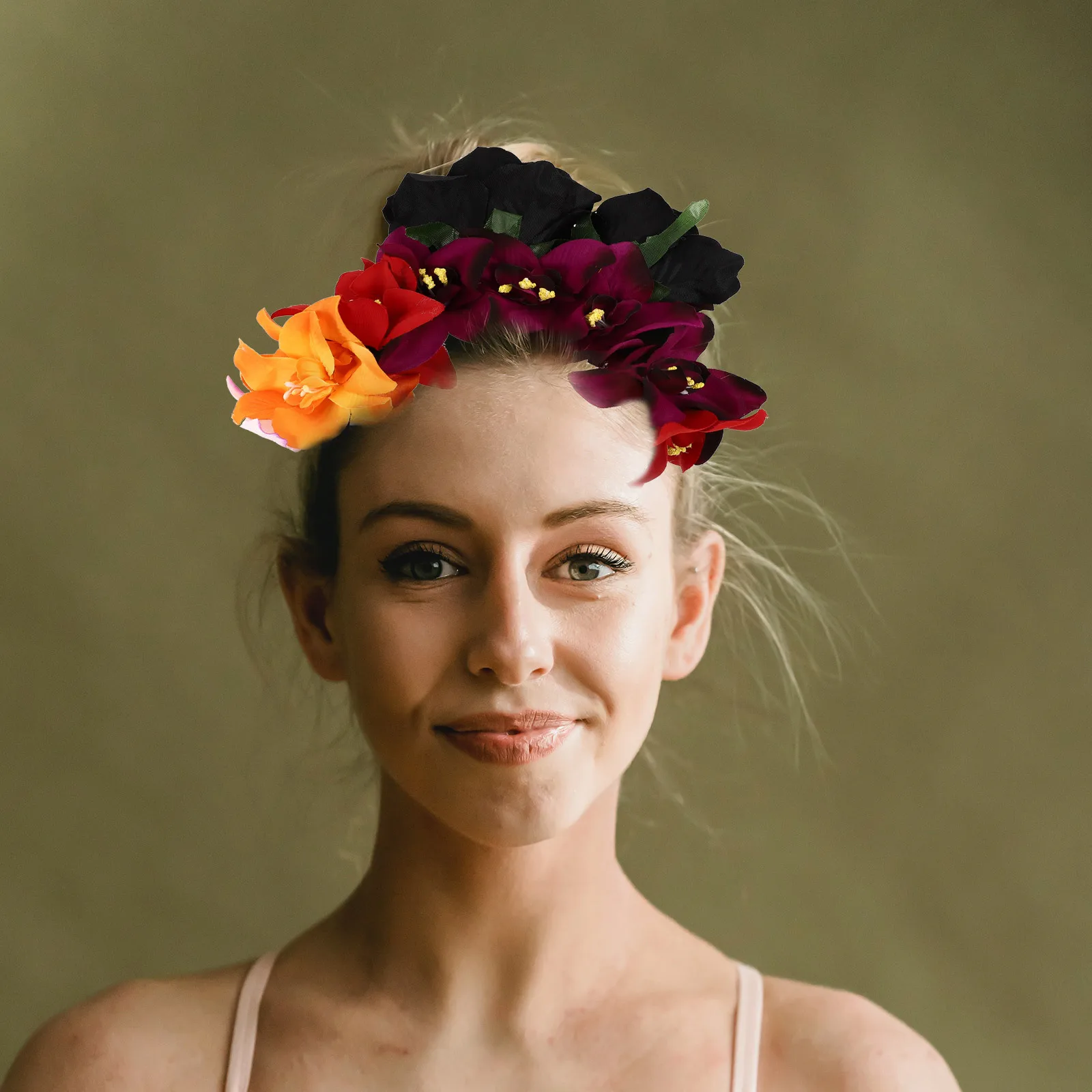 1 قطعة عقال الشعر زهرة الورد النساء الأزهار هيرباند لحفل الزفاف صور الدعامة عطلة حفلة تنكرية الشاطئ التبعي