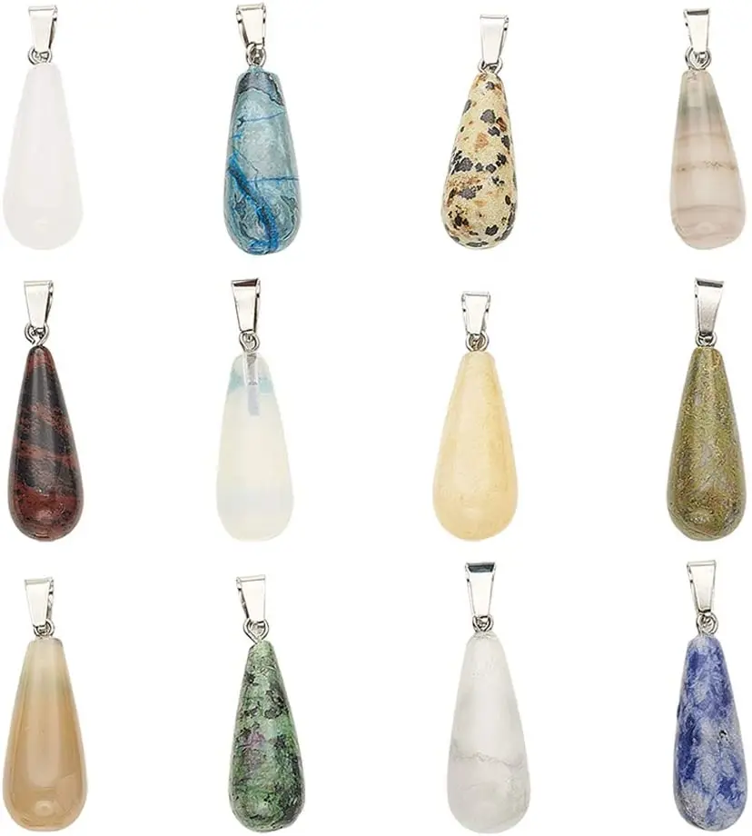 50pcs Stone Charms 10 Color Pendants Quartz Charms for Easter Valentine Eid Mubarak Ramadan Decoration Necklace Earring Bracelet