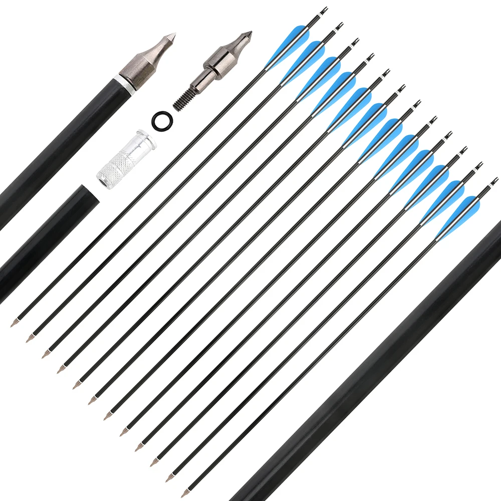 

31.7inch Arrow Spine 300 Aluminum Arrow 4" Rubber Vanes For Outdoor Compound Bow Recurve Bow Archery Hunting Shooting 6/12pcs