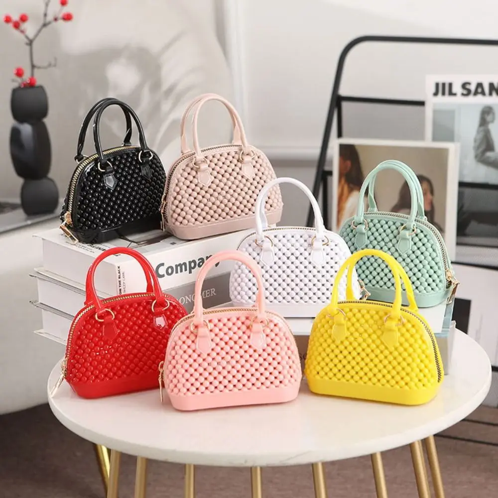 Summer Jelly Clear Bag Women Girls Beach Shell Coin Purse Handbags Chain Crossbody Shoulder Bags Girls Casual Top Handle Bag