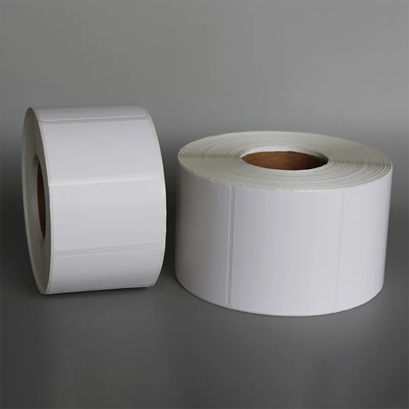 Art Paper Labels for Thermal Transfer Printer, Barcode Adhesive Label, Sticker for Carbon Tape Printing, White Sticker, 1 Roll