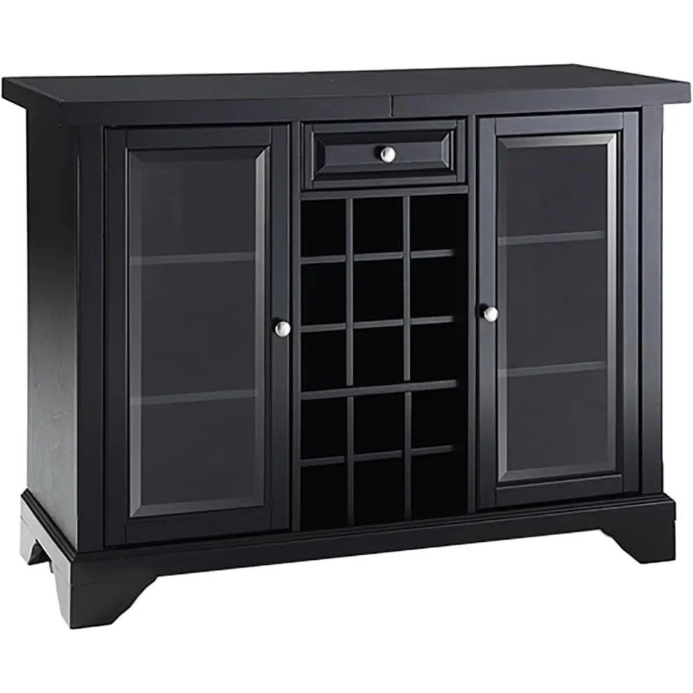 

Lafayette Sliding Top Bar Cabinet with Storage Shelves, Drawer, and Wine Rack,