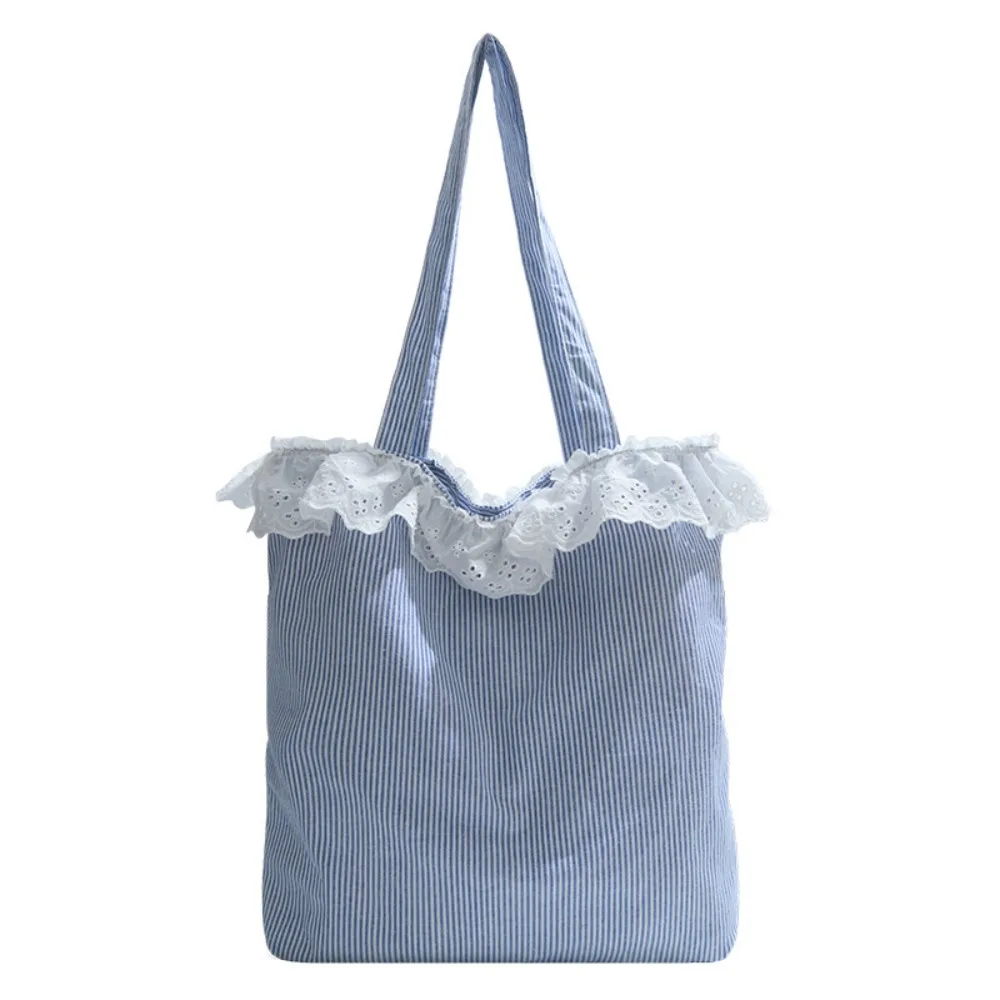 

Flower Embroidery Lace Shoulder Bag Floral Embroidered Canvas Tote Bag Large Capacity Lightweight Women's Handbag Beach